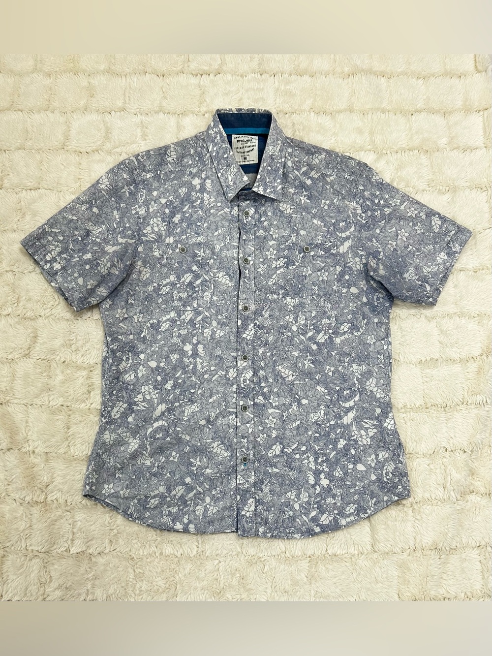 Projek Raw Men’s Botanical Floral Sketch Print Shirt Size‎ M 100% Cotton - Picture 5 of 10